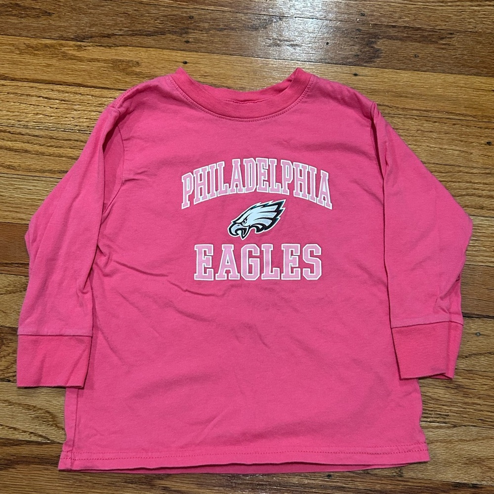 Kids Philadelphia Eagles Pink Long Sleeve Tee